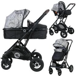 Lorelli Sena Grey Marble 3-in-1 Combi Kinderwagen Incl. Autostoel 1002161-2113