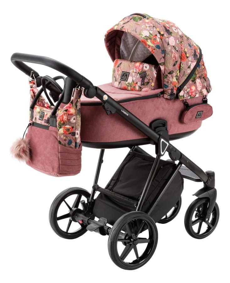 Adamex Porto Flowers Pink 2-in-1 Kinderwagen FL-2 1 Adamex Porto Flowers Pink 2-in-1 Kinderwagen FL-2