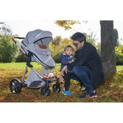 Cangaroo Alma Light Grey Silver 3-in-1 Combi Kinderwagen Incl. Autostoel -KinderReisWereldNederland alma alu 2