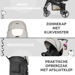 Babygo Basket Dark Grey Melange Wandelwagen Incl. Autostoel 64011 -KinderReisWereldNederland babygo basket dark grey melange wandelwagen 6401 5