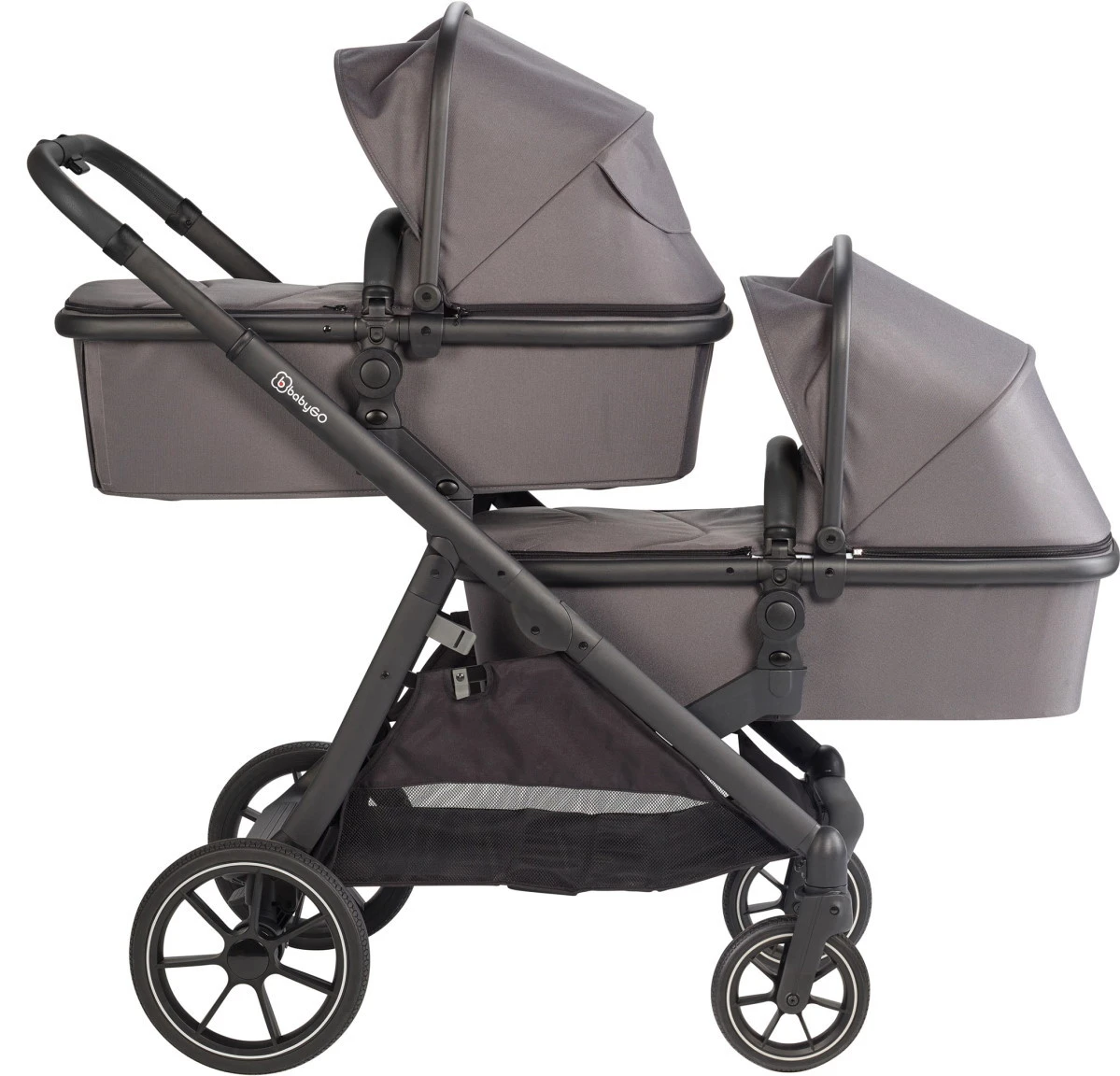 Babygo Duo Mega Grey Tandem Kinderwagen Incl. 2 Autostoelen 78001 2 Babygo Duo Mega Grey Tandem Kinderwagen Incl. 2 Autostoelen 78001 - Afbeelding 2