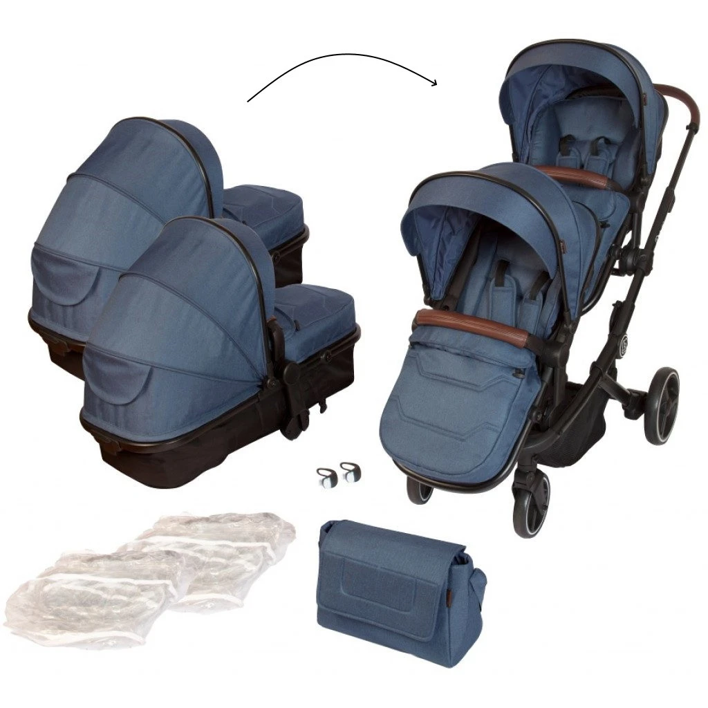 Babygo Twinner Blue Tandem Duowagen 7502 3 Babygo Twinner Blue Tandem Duowagen 7502 - Afbeelding 3