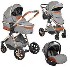 Cangaroo Alma Dark Grey 3-in-1 Combi Kinderwagen Incl. Autostoel