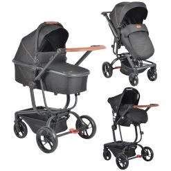 Cangaroo Ellada Black 3-in-1 Combi Kinderwagen Incl. Autostoel