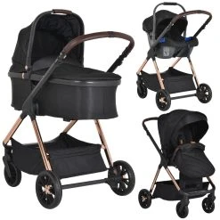 Cangaroo Empire Black 3-in-1 Kinderwagen Incl. Autostoel