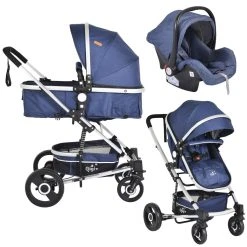 Cangaroo Gigi Denim 3-in-1 Combi Kinderwagen Incl. Autostoel