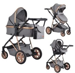 Cangaroo Midas Grey 3-in-1 Combi Kinderwagen Incl. Autostoel