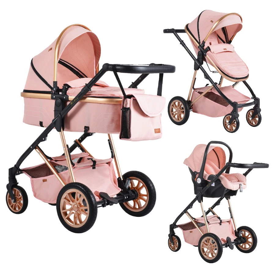 Cangaroo Midas Pink 3-in-1 Combi Kinderwagen Incl. Autostoel 1 Cangaroo Midas Pink 3-in-1 Combi Kinderwagen Incl. Autostoel