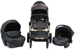 Cangaroo Polly Black 3-in-1 Combi Kinderwagen Incl. Autostoel