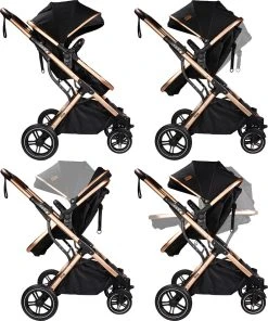 Ding Juna Black/Rose 3-in-1 Combi Kinderwagen Incl. Autostoel DI-381708 -KinderReisWereldNederland di 381708 8720289397173 juna black rose 0002 1