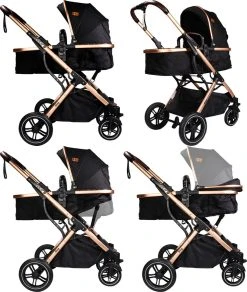 Ding Juna Black/Rose 3-in-1 Combi Kinderwagen Incl. Autostoel DI-381708 -KinderReisWereldNederland di 381708 8720289397173 juna black rose 0003 1