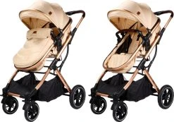 Ding Juna Beige/Rose 3-in-1 Combi Kinderwagen Incl. Autostoel DI-381709 -KinderReisWereldNederland di 381709 8720289397166 juna beige rose 02a 1