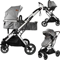 Ding Juna Grey/Silver 3-in-1 Combi Kinderwagen Incl. Autostoel DI-381710