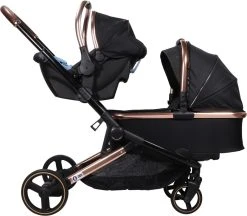 Ding Amigo Black/Rose Tweeling Kinderwagen Incl. 2 Autostoelen DI-191711 -KinderReisWereldNederland ding amigo black rose tweeling kinderwagen incl. 2 autostoelen di 191711 2