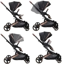 Ding Amigo Black/Rose Tweeling Kinderwagen Incl. 2 Autostoelen DI-191711 -KinderReisWereldNederland ding amigo black rose tweeling kinderwagen incl. 2 autostoelen di 191711 5