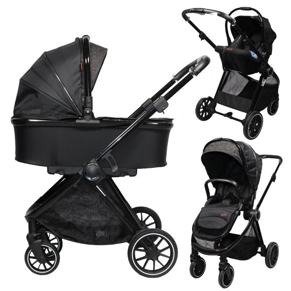 Ding Fenix Black/Black 3-in-1 Combi Kinderwagen Incl. Autostoel 1 Ding Fenix Black/Black 3-in-1 Combi Kinderwagen Incl. Autostoel