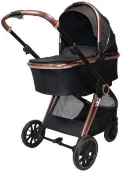 Ding Fenix Black/Rose 3-in-1 Combi Kinderwagen Incl. Autostoel -KinderReisWereldNederland ding fenix rose kinderwagen8 1