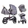 Cangaroo Gala Dark Grey/Silver 3-in-1 Combi Kinderwagen Incl. Autostoel.