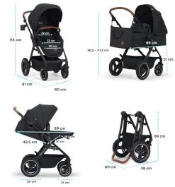 Kinderkraft B-Tour Deep Black 3-in-1 Combi Kinderwagen Incl. Autostoel KSBTOU00BLK3000 -KinderReisWereldNederland kinderkraft b tour 3 in 1 deep black wandelwagen ksbtou00blk3000 22