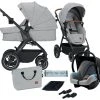 Kinderkraft B-Tour Silver Grey 3-in-1 Combi Kinderwagen Incl. Autostoel KSBTOU00LGR3000