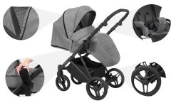 Kunert Lazzio Black Eco-Leather 2-in-1 Kinderwagen LAZ-11-BLACK -KinderReisWereldNederland kunert lazzio 2 in 1 kinderwagen laz 11 13