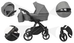 Kunert Lazzio Black Eco-Leather 2-in-1 Kinderwagen LAZ-11-BLACK -KinderReisWereldNederland kunert lazzio 2 in 1 kinderwagen laz 11 14
