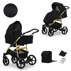Kunert Mata Gold Black 2-in-1 Combi Kinderwagen MATA-10-GOLD -KinderReisWereldNederland kunert mata gold black 2 in 1 combi kinderwagen mata 10 gold 0
