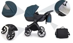 Kunert Talisman Black Pepper 2-in-1 Kinderwagen TA-06-BLACK -KinderReisWereldNederland kunert talisman black green 2 in 1 kinderwagen ta 04 black 16 1