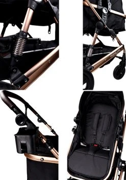 MamaLoes Marly Zwart/Antraciet 3-in-1 Combi Kinderwagen Incl. Autostoel ML050103 -KinderReisWereldNederland mamaloes marly zwart rose 3 in 1 combi kinderwagen incl. autostoel ml050102 07