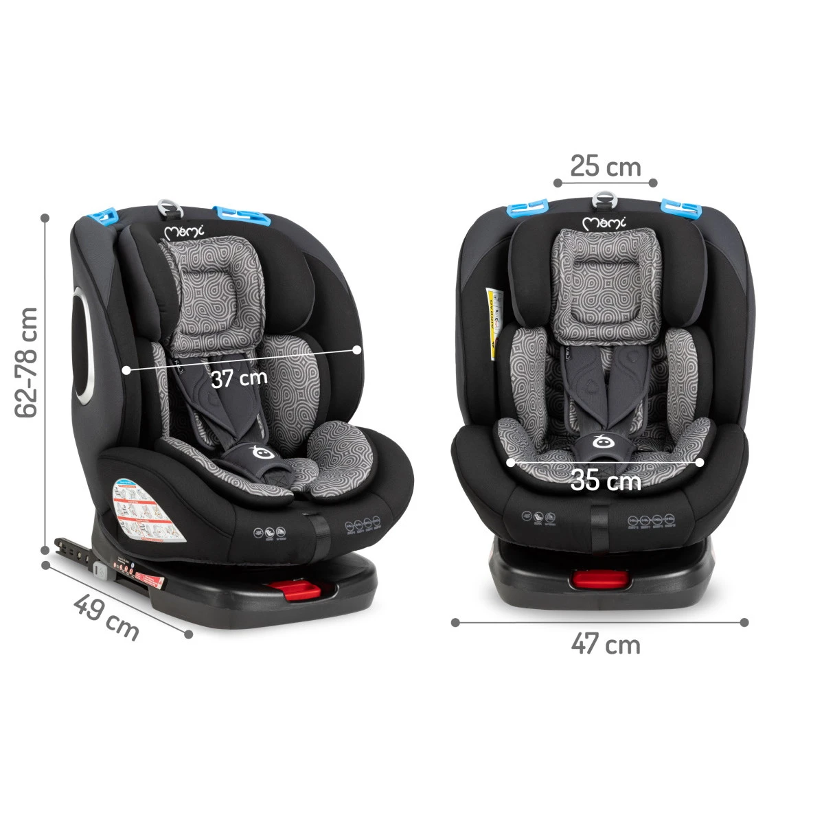Momi Tordi Zwart Isofix 360° 0-36 Kg Autostoel FOSA00016 - Afbeelding 13